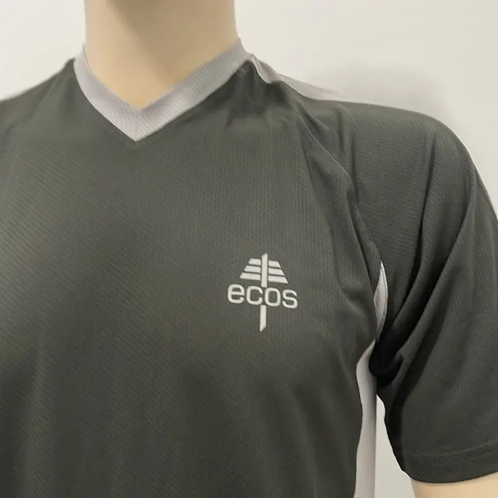 ecos Performance Wear Short Sleeve V-Neck  T-Shirt Black Gray  Size S M NWT - Picture 3 of 11